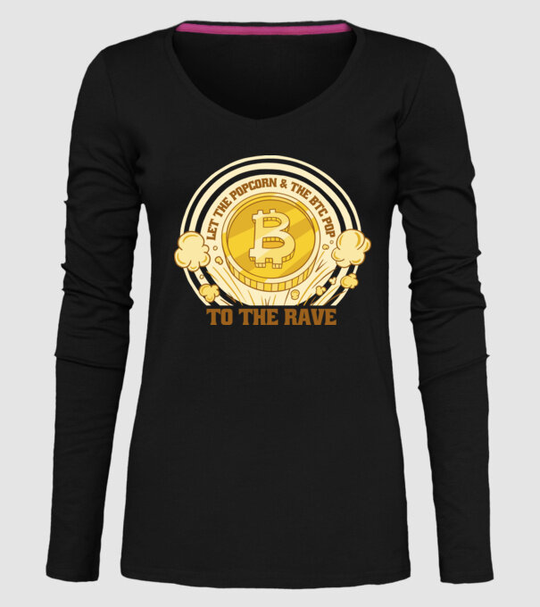 Bitcoin to the Rave model negru pe tricou