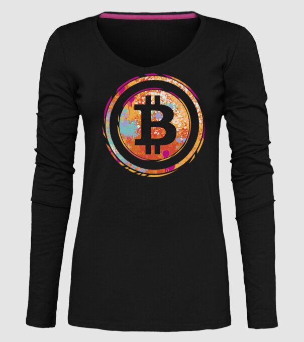 Bitcoin Watercolor model negru pe tricou