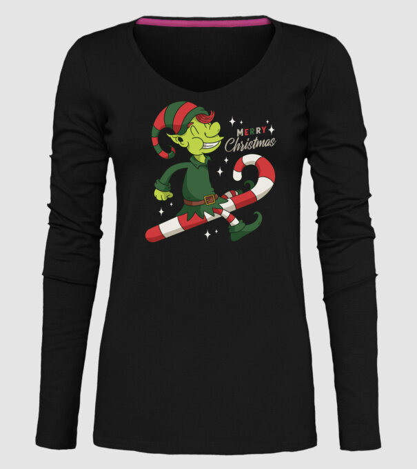 Crăciun Fericit Elf model negru pe tricou