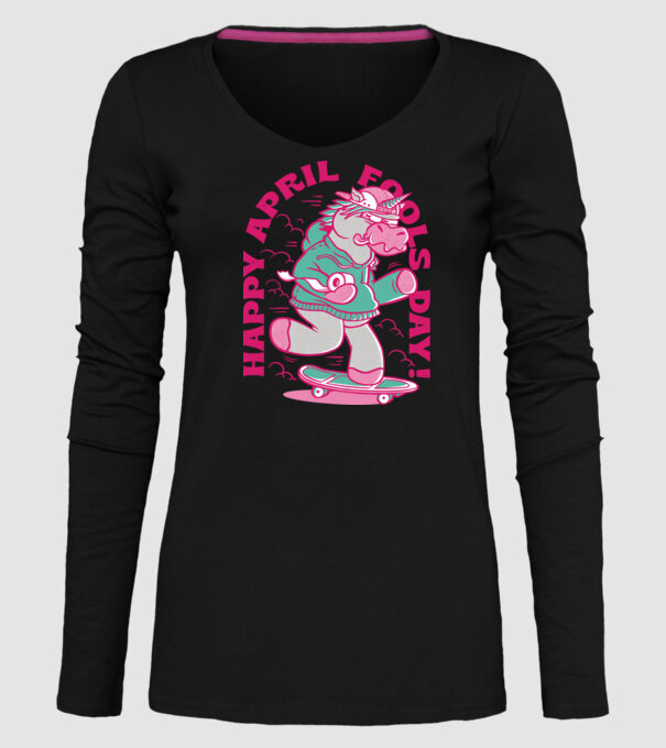 Ziua proștilor Unicorn model negru pe tricou