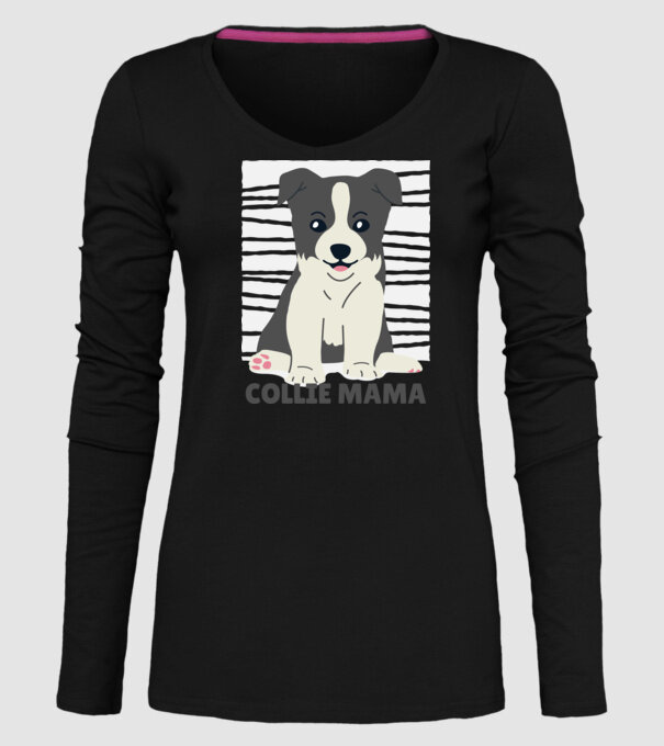 Border Collie Mamă model negru pe tricou