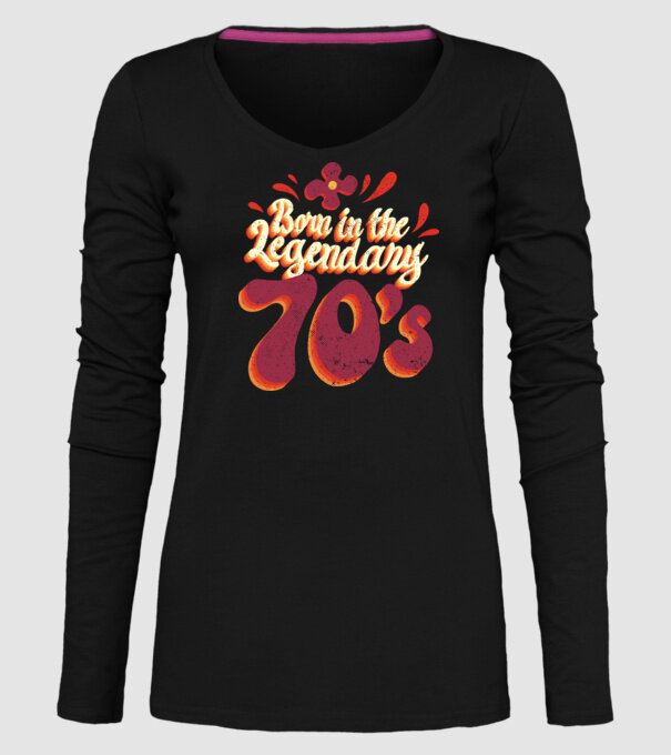 'Born in the Legendary 70''s' model negru pe tricou