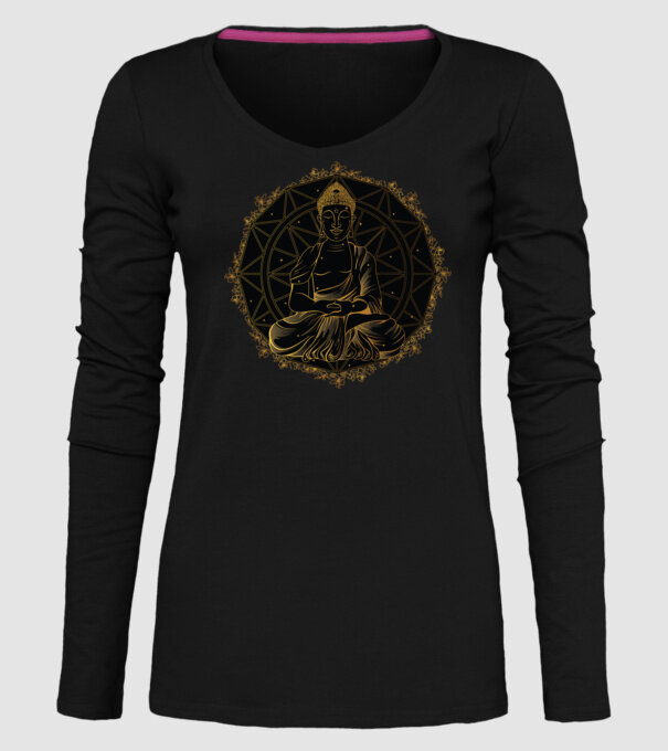 Buddha Mandala model negru pe tricou