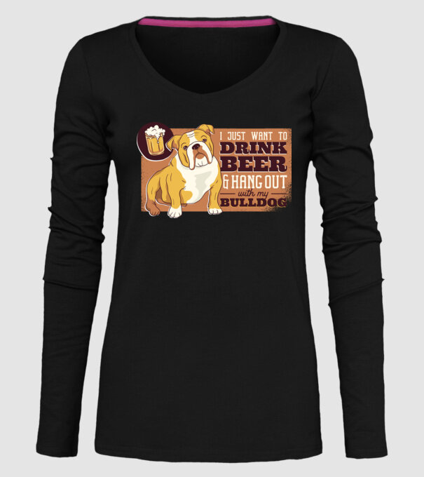 Bulldog și bere este tot ce am nevoie model negru pe tricou