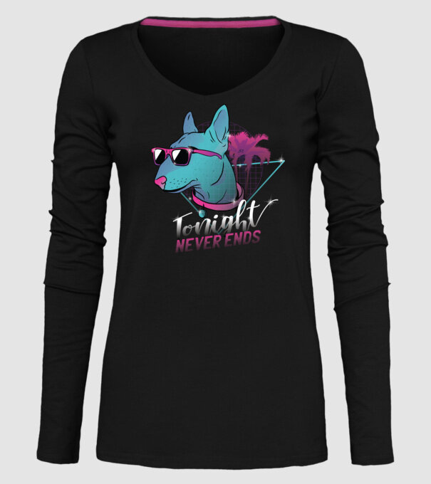 Bullterrier Neon Retro tricou amuzant model negru pe tricou