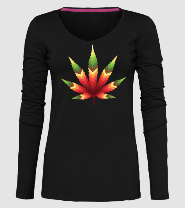 Frunză de canabis model negru pe tricou