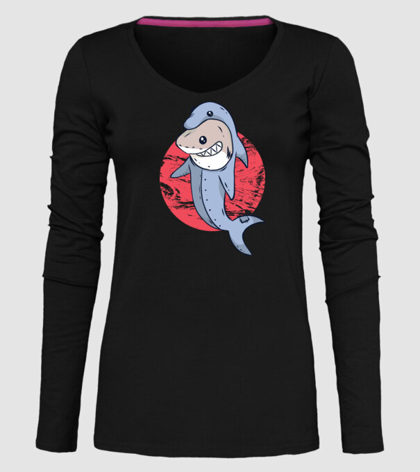 Rechin în costum de delfin model negru pe tricou