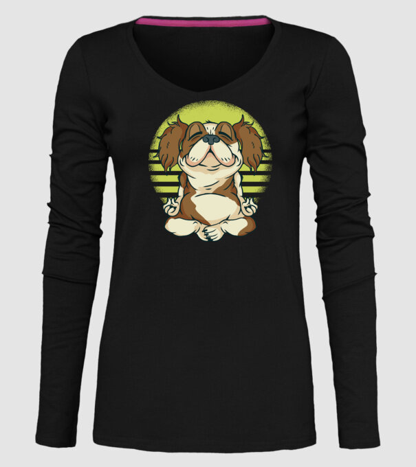 Cavalier King Spaniel Yoga model negru pe tricou