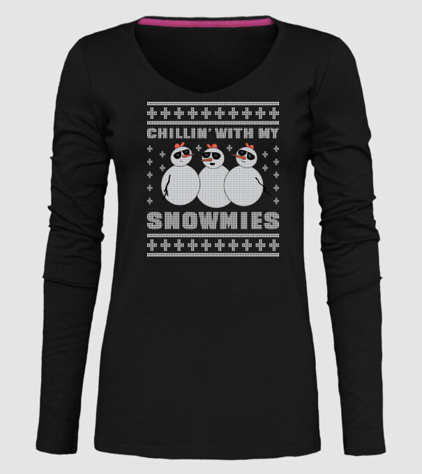 Chillin with my Snowmies tricou pulovăr urât model negru pe tricou