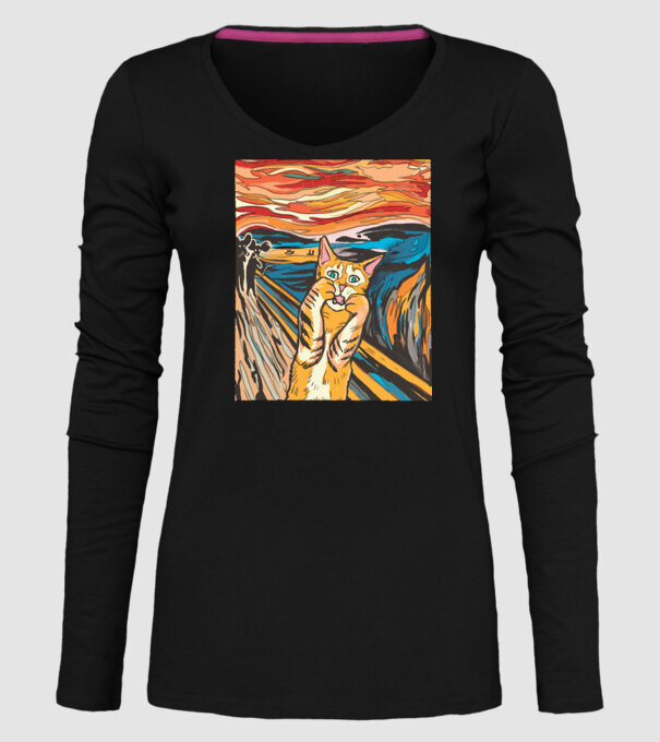 pictură Parodie Pisică model negru pe tricou