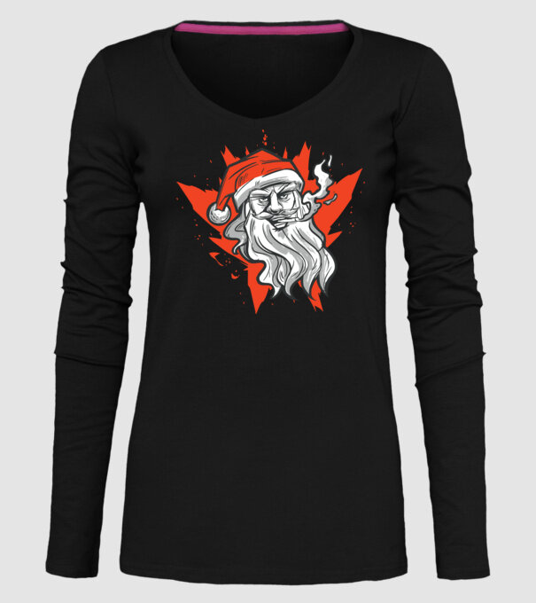 Moș Crăciun Fumător model negru pe tricou