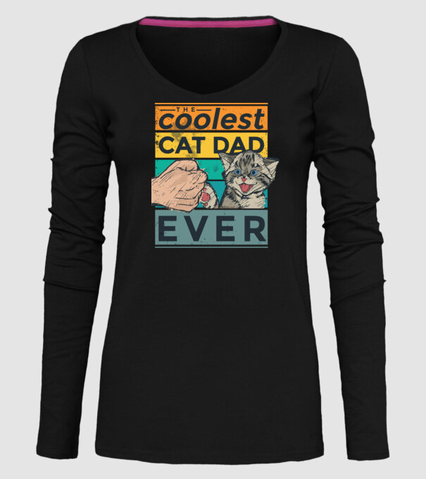 Coolest Cat Dad Ever - Cel mai tare tată cu pisică model negru pe tricou