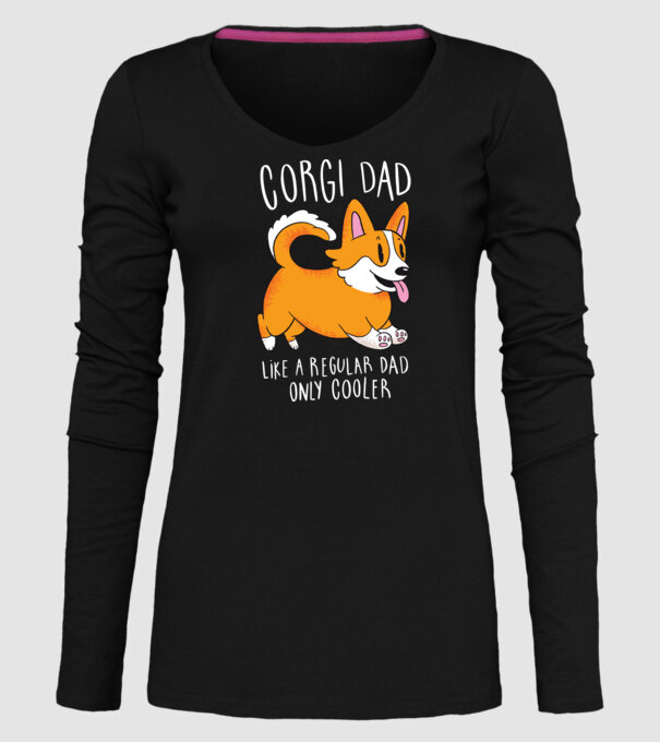 Tată de Corgi model negru pe tricou
