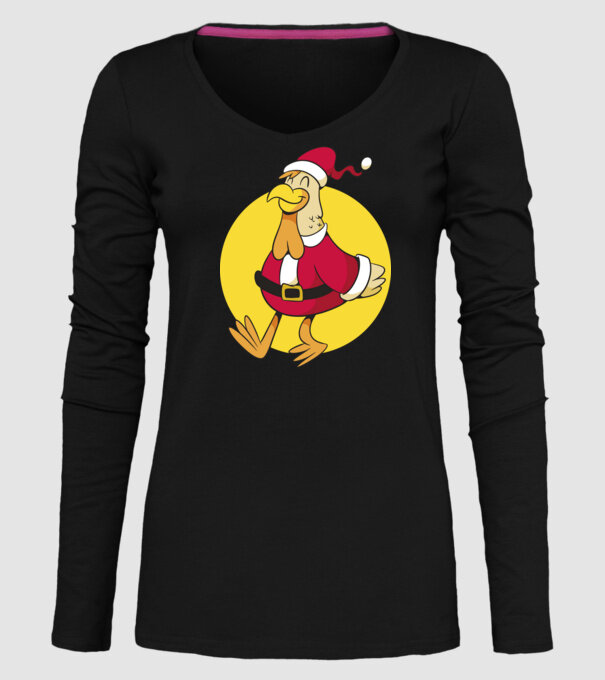Moș Crăciun Pui model negru pe tricou
