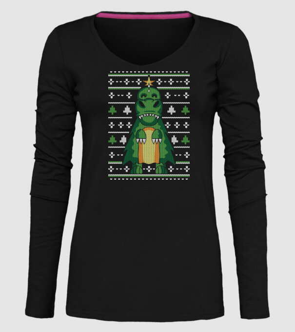 T-rex cu pulovăr urât model negru pe tricou