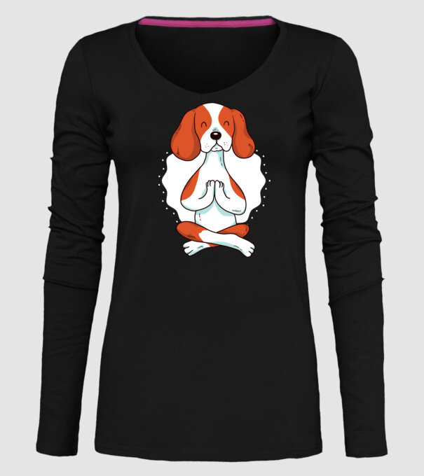 Yoga Drăguț Câine Beagle model negru pe tricou