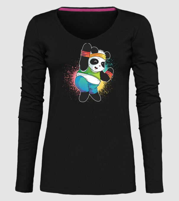 Panda drăguț Zumba model negru pe tricou