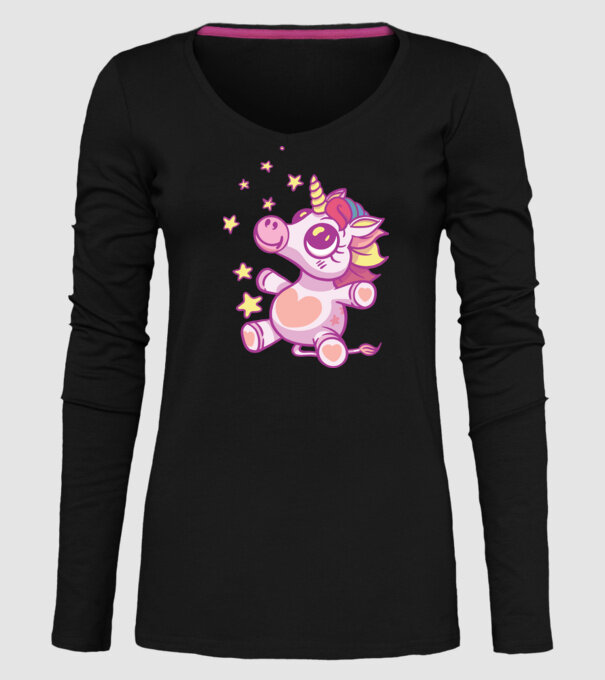 Unicorn drăguț model negru pe tricou