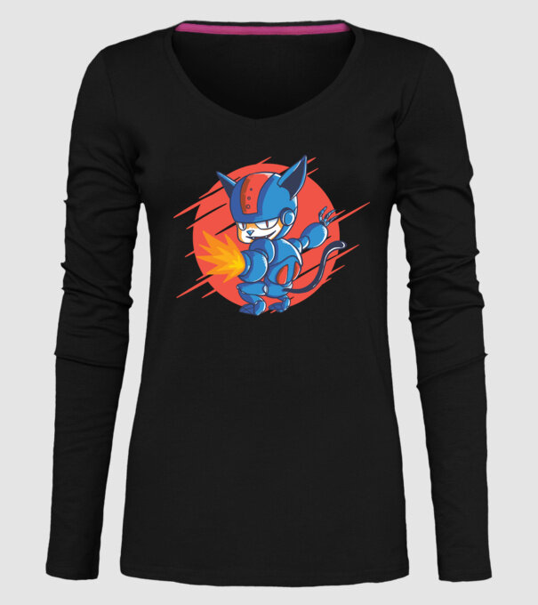 Pisică Cyborg Robot model negru pe tricou