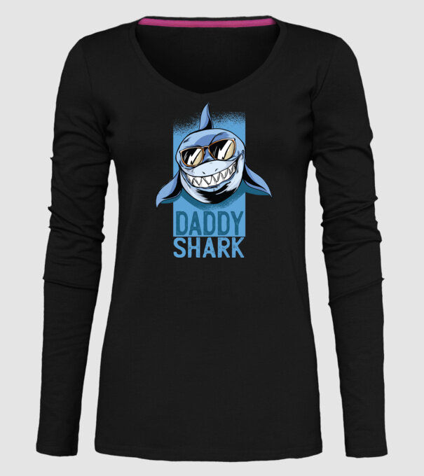Daddy Shark tricou pentru tata model negru pe tricou