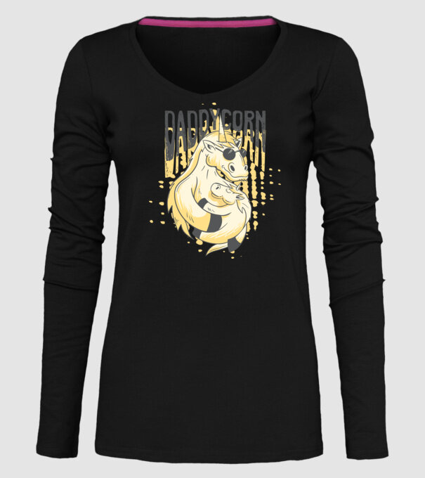 Daddycorn - Tată Unicorn model negru pe tricou