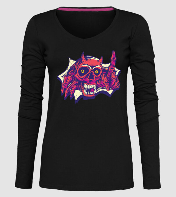 Craniu de Demon model negru pe tricou