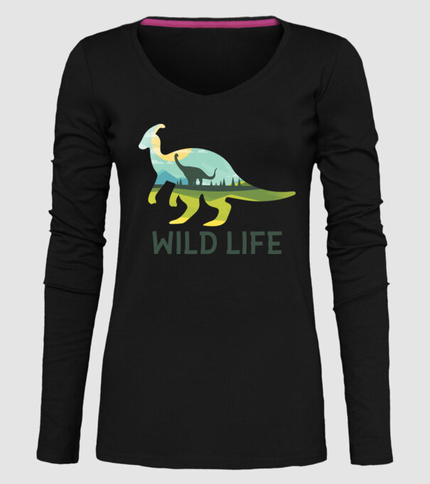 Dinosaur model negru pe tricou