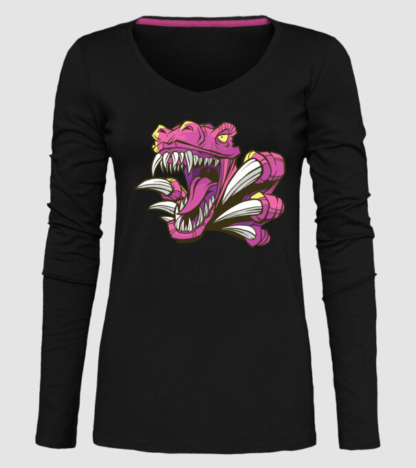 Gheare de dinozaur model negru pe tricou