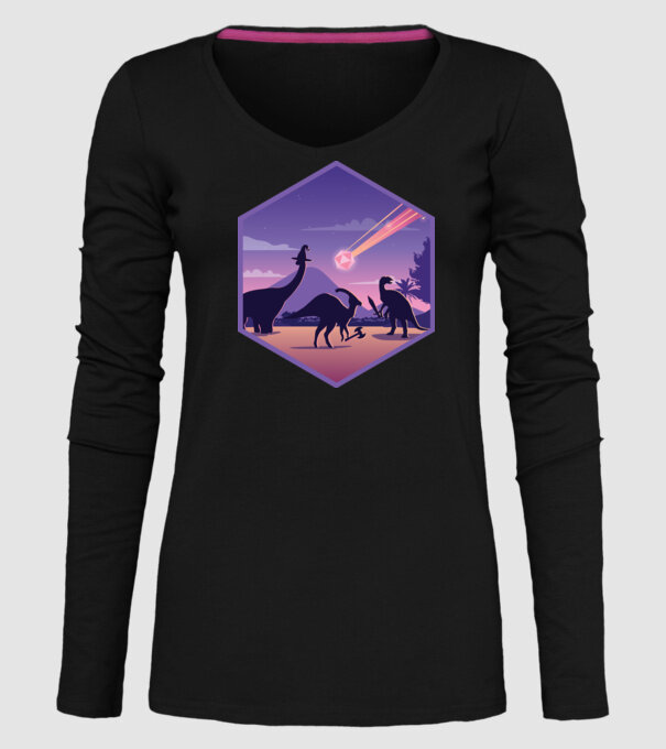 Dinozaur Meteor model negru pe tricou