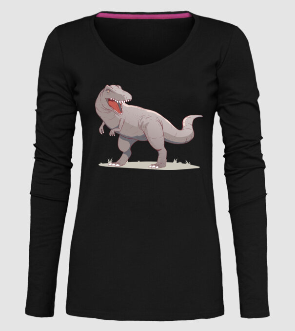 Dinozaur T-rex model negru pe tricou