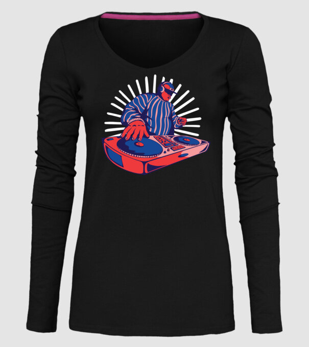 DJ disc jockey model negru pe tricou