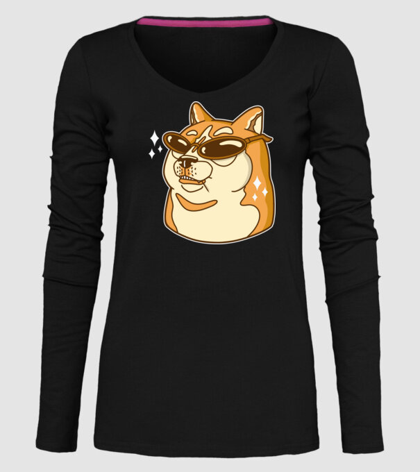 Doge Coin model negru pe tricou