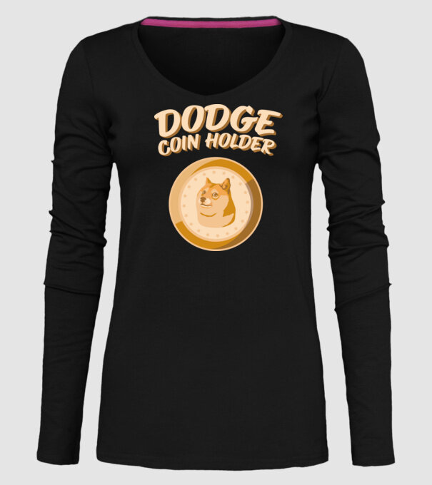 Doge Coin Holder model negru pe tricou