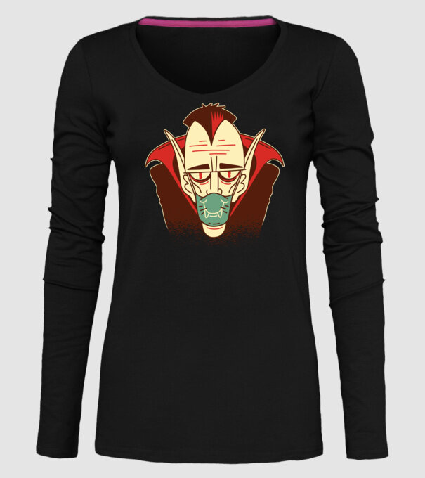 Dracula în mască model negru pe tricou