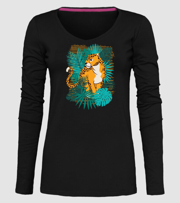 Jaguar junglă model negru pe tricou