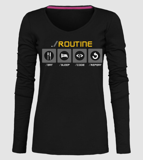 Eat sleep code repeat - rutină zilnică developer model negru pe tricou
