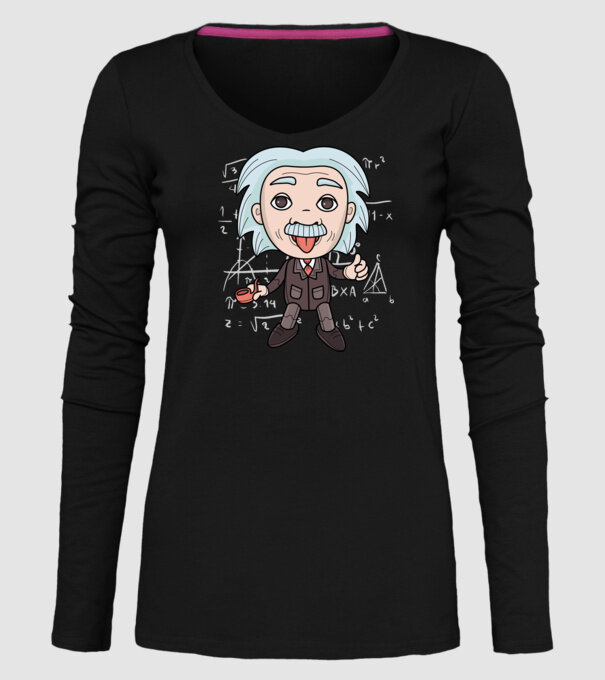Caricatură Einstein model negru pe tricou