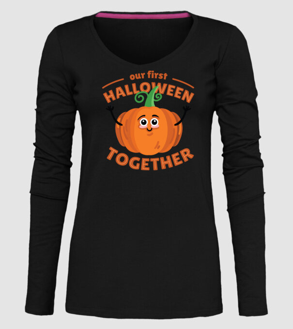 Primul nostru Halloween împreună model negru pe tricou