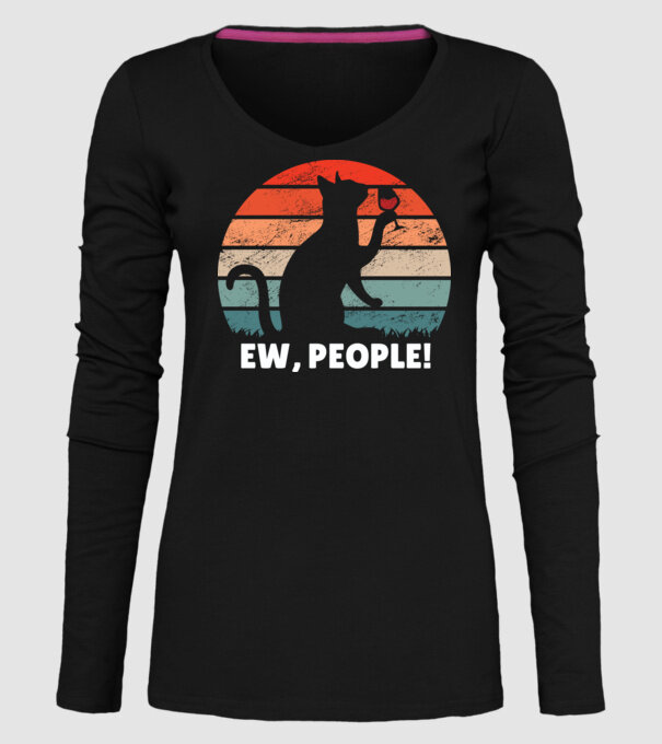 Ew, oameni - Pisică model negru pe tricou