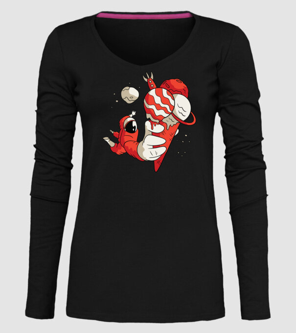 Astronaut cu Înghețată model negru pe tricou
