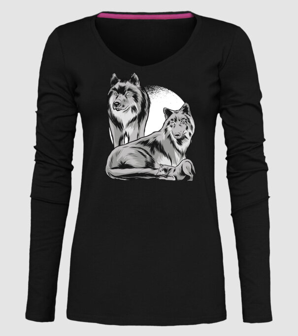 Familie de lupi model negru pe tricou