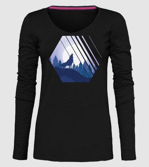 Urlet de lup model negru pe tricou