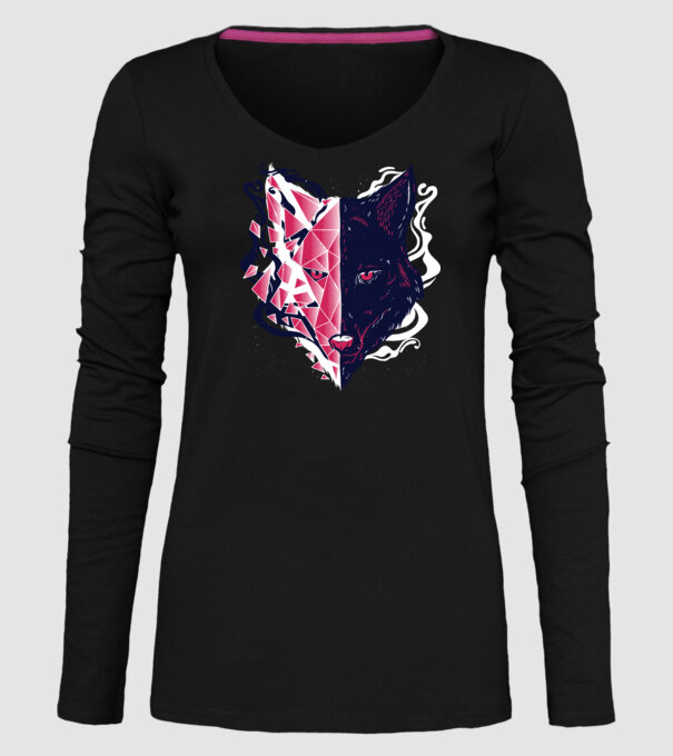 Cap de lup model negru pe tricou