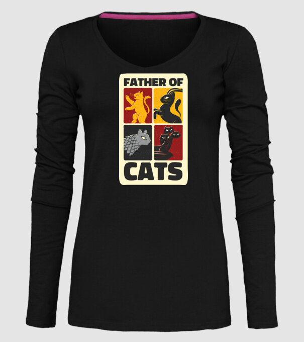 Father of Cats Game of Thrones parodie model negru pe tricou