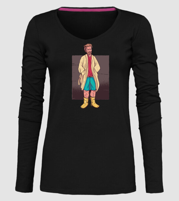 Bărbat în halat model negru pe tricou