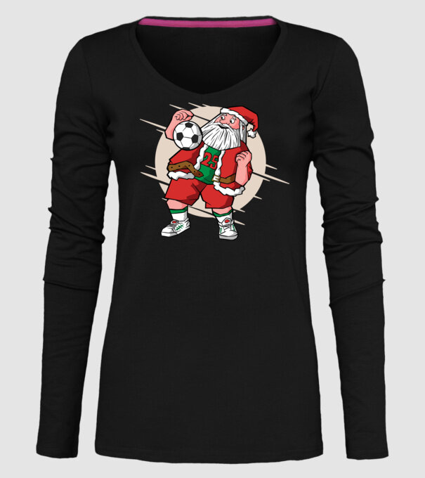 Moș Crăciun Fotbalist model negru pe tricou