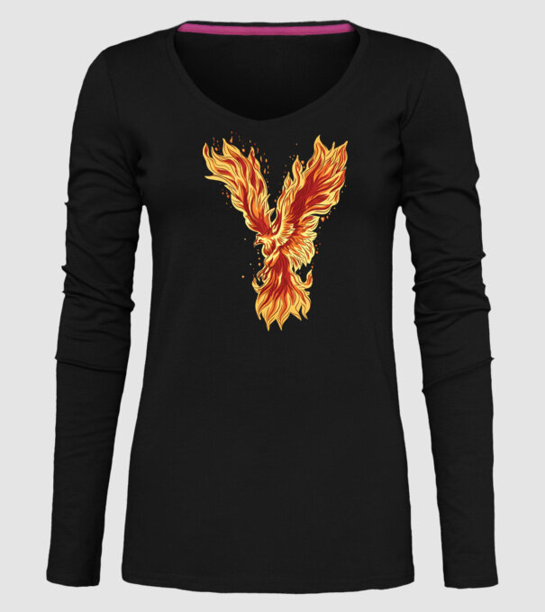 Pasărea Phoenix model negru pe tricou
