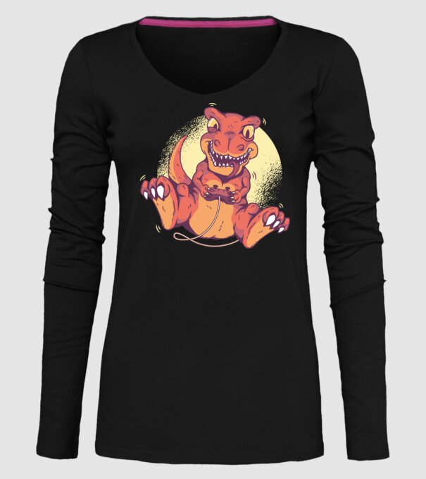 Dinozaur Gamer tricou model negru pe tricou