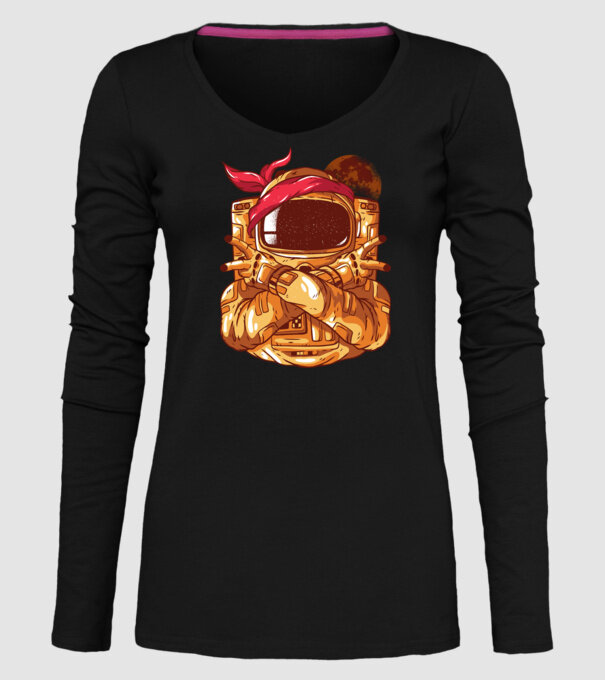 Gangsta Astronaut astronaut rapper model negru pe tricou