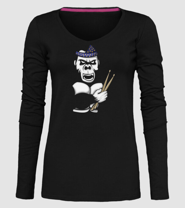 Gorilă Baterist model negru pe tricou